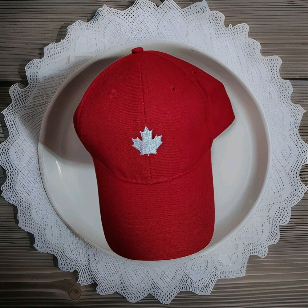 Calhoun Sportswear Canadian Red And White Maple Leaf Adjustable Baseball Cap